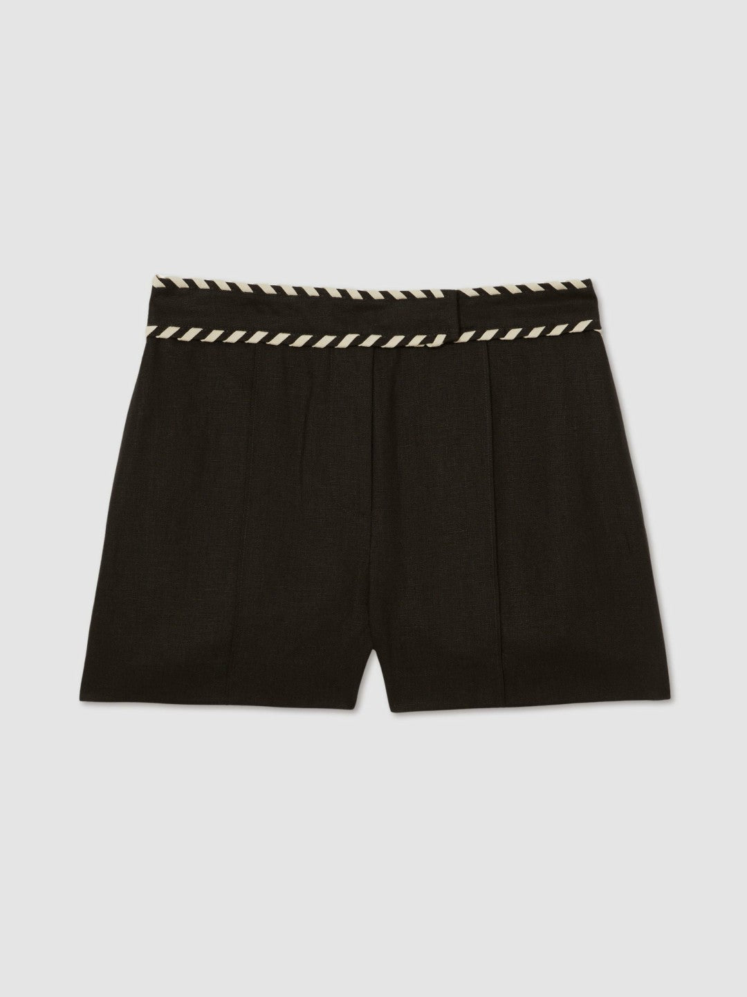 Linen Whipstitch Shorts Black | Women