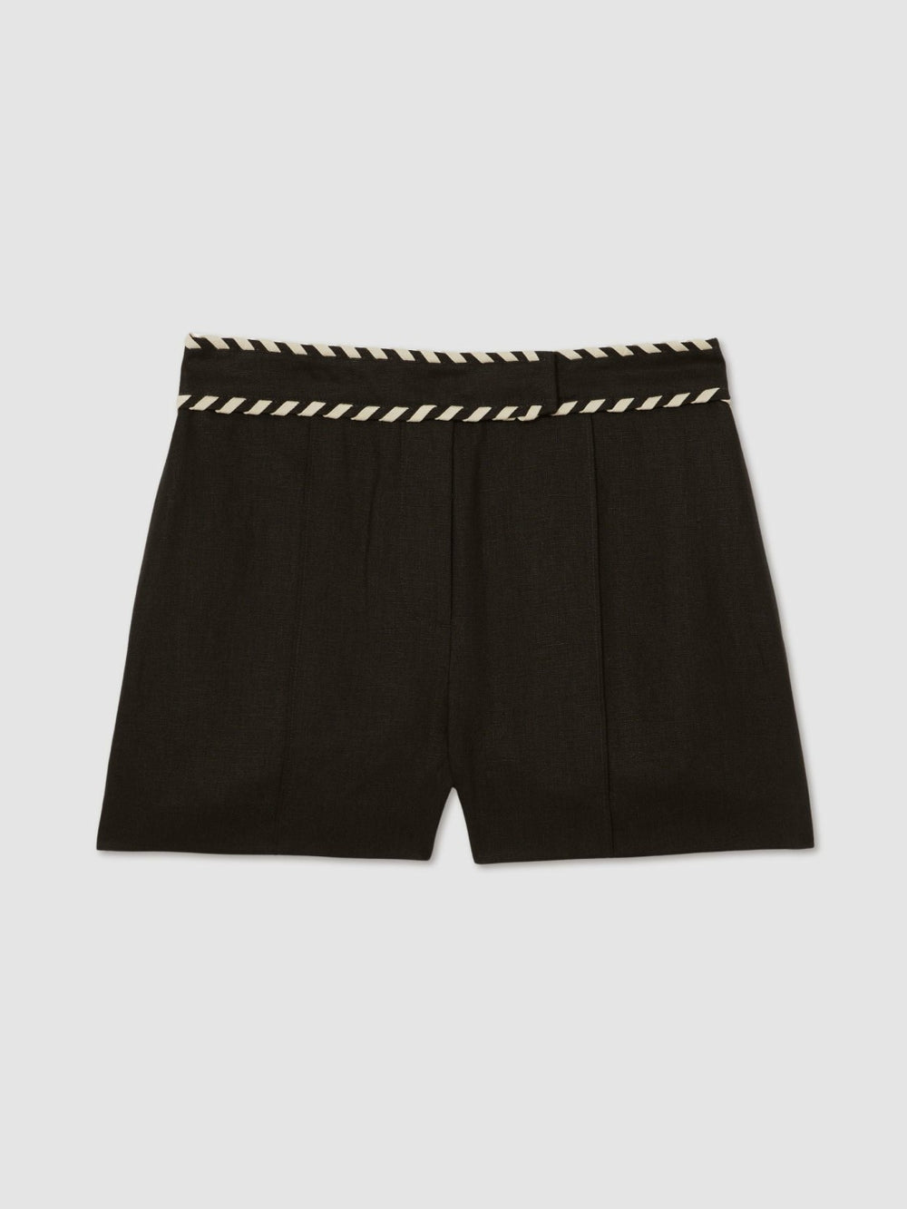Linen Whipstitch Shorts Black | Women