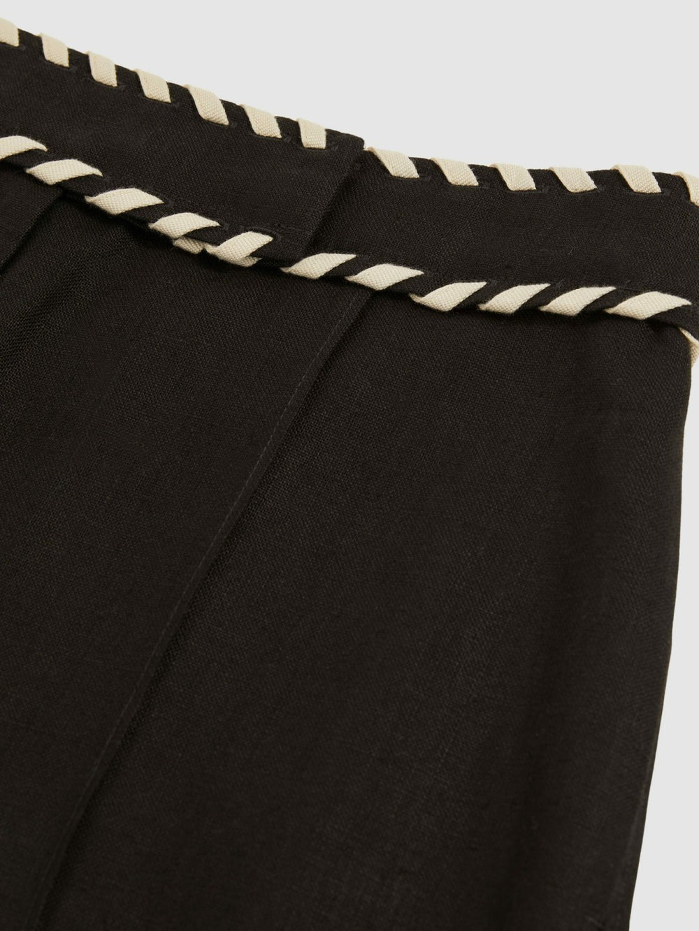 Linen Whipstitch Shorts Black | Women