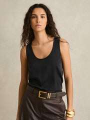 Silk-Front Cami Top Black | Women
