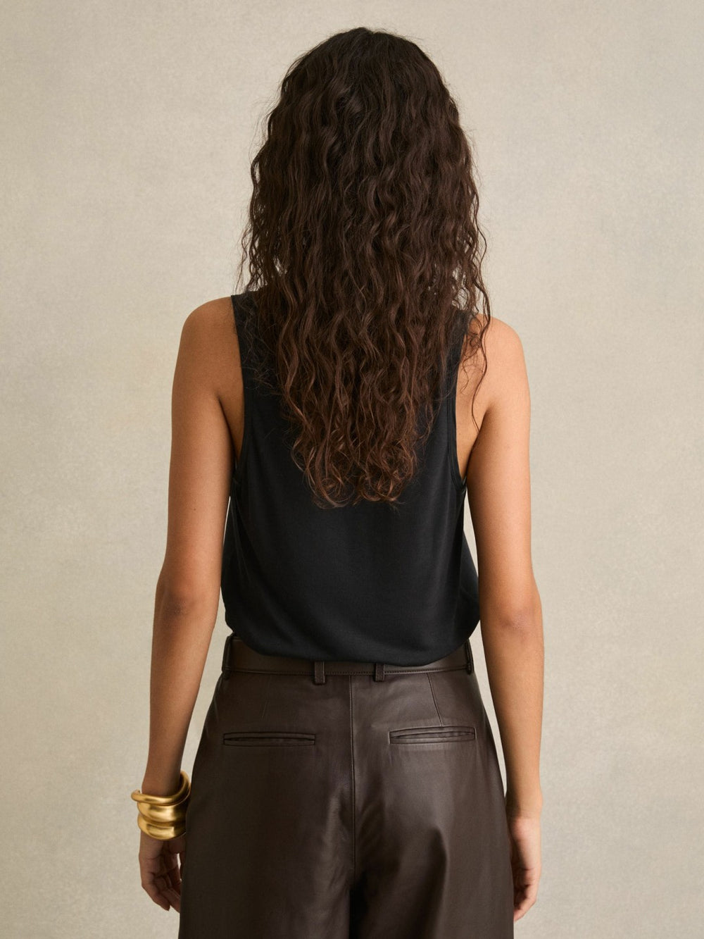 Silk-Front Cami Top Black | Women