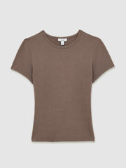 Stretch-Cotton Crew-Neck T-Shirt Mink | Women