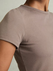 Stretch-Cotton Crew-Neck T-Shirt Mink | Women