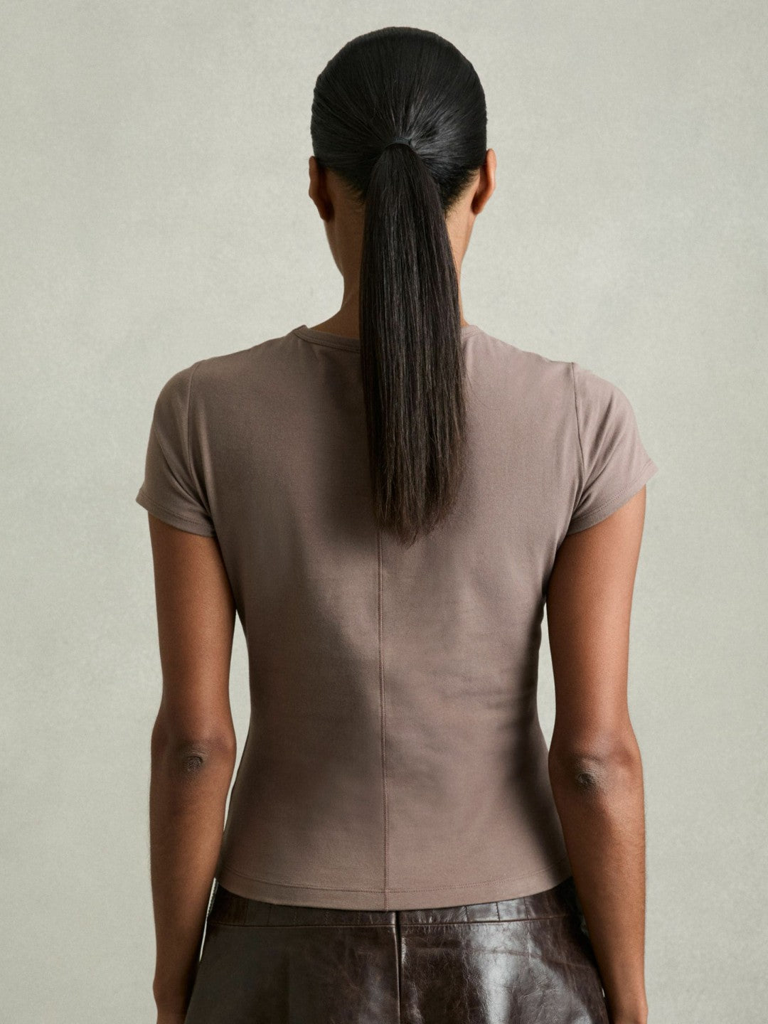 Stretch-Cotton Crew-Neck T-Shirt Mink | Women