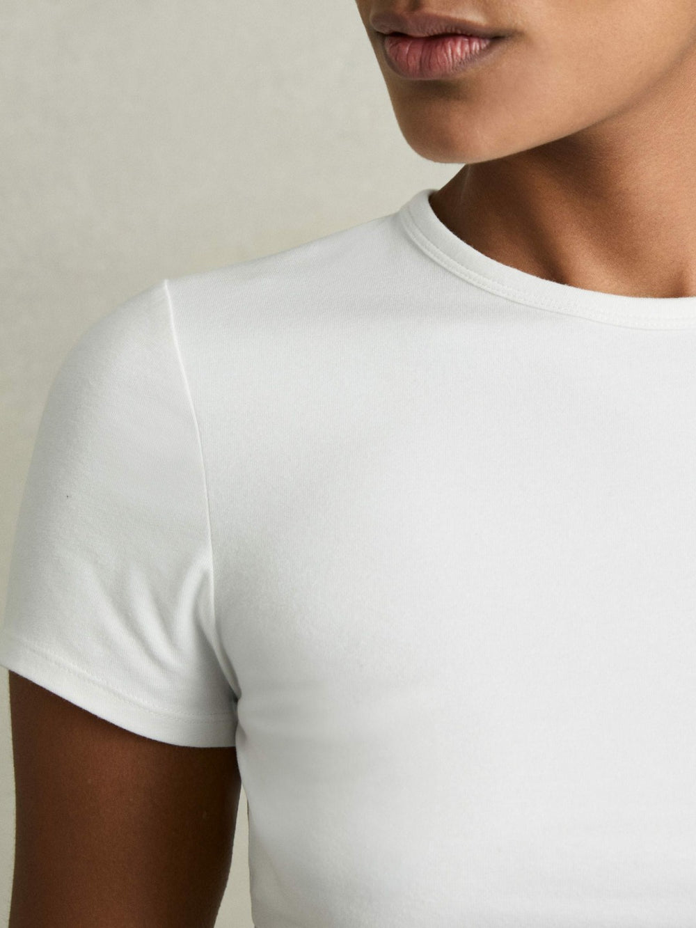Stretch-Cotton Crew-Neck T-Shirt White | Women