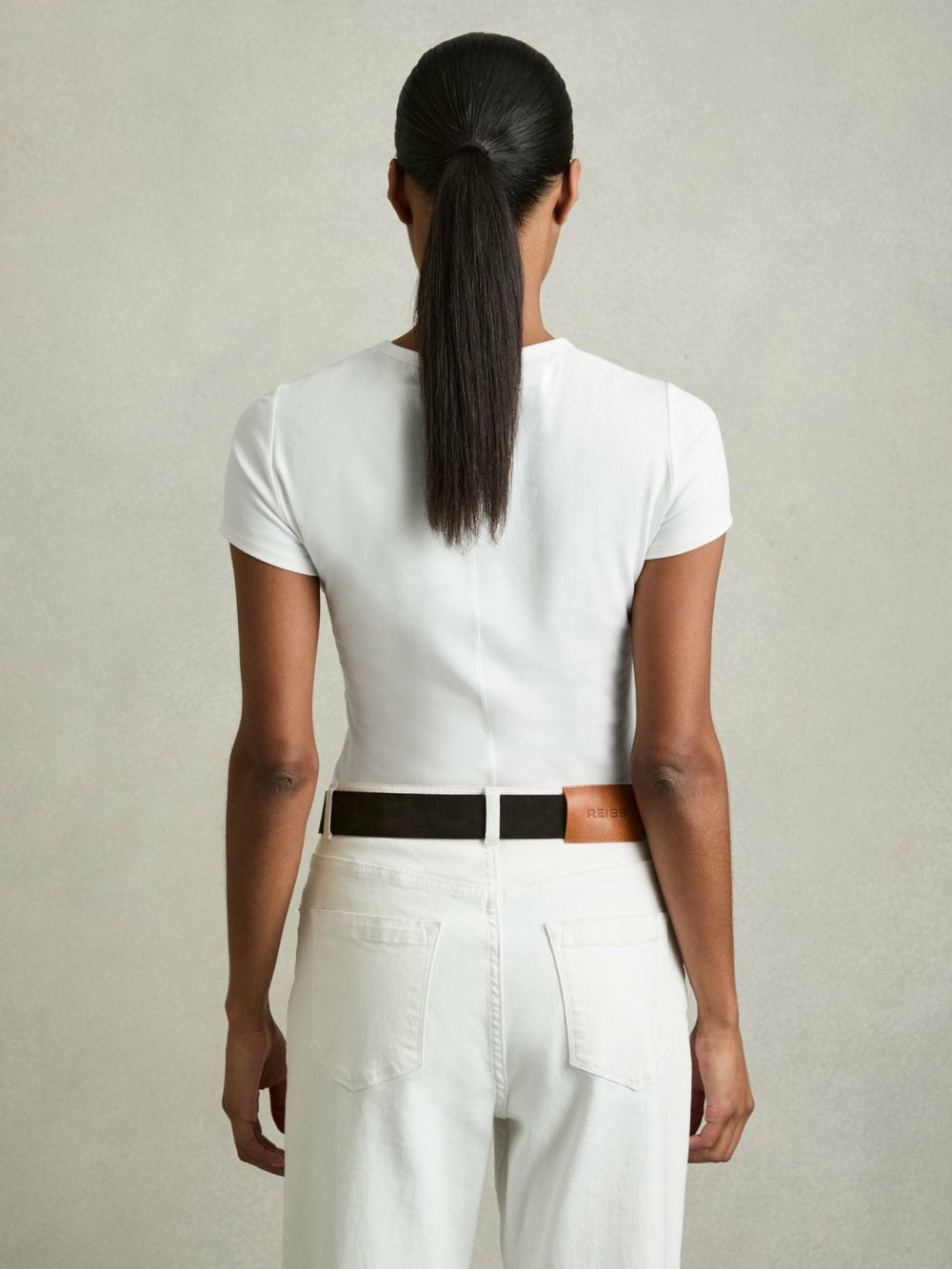 Stretch-Cotton Crew-Neck T-Shirt White | Women