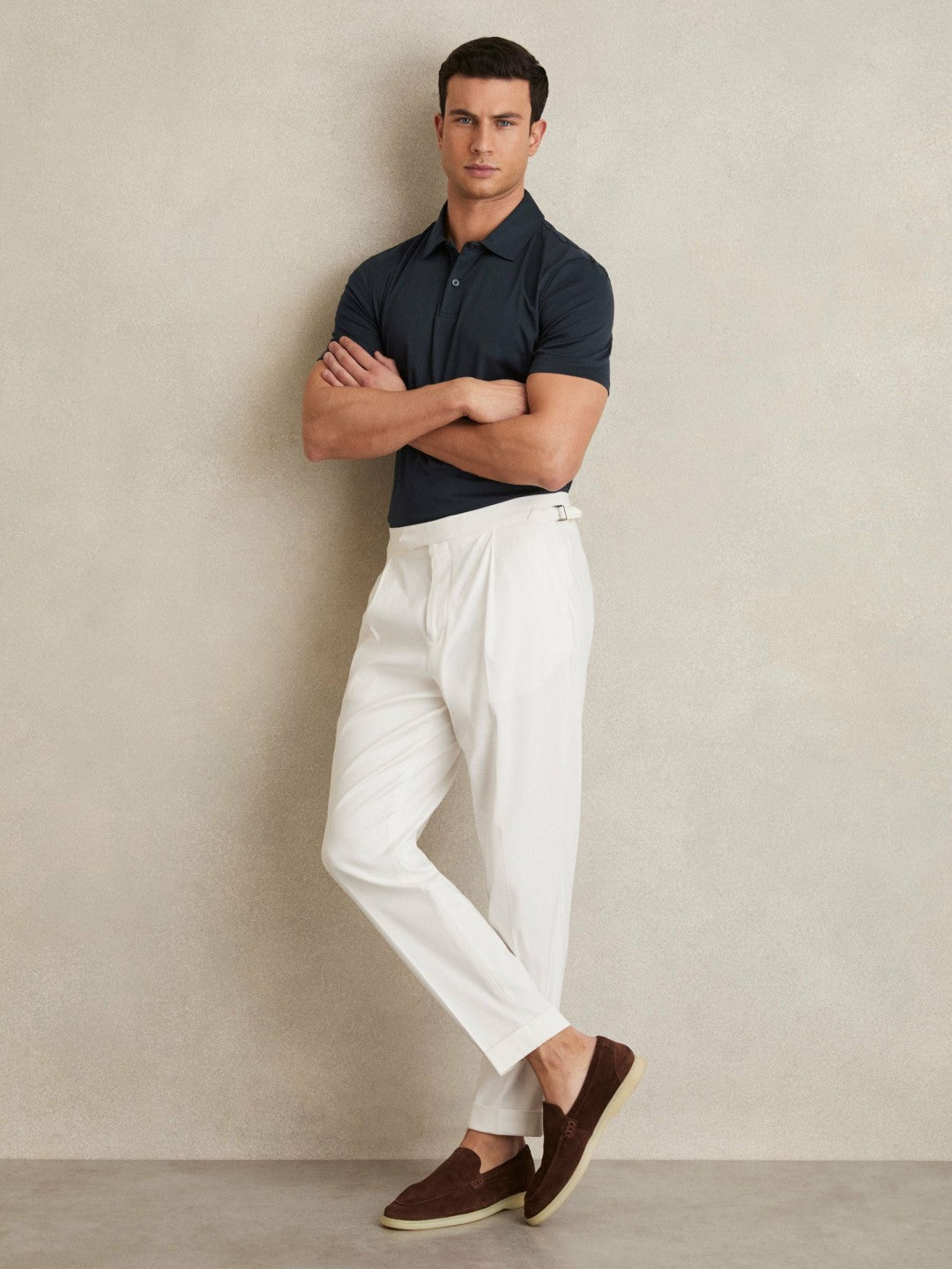 Cotton Short-Sleeve Polo Shirt Navy | Men