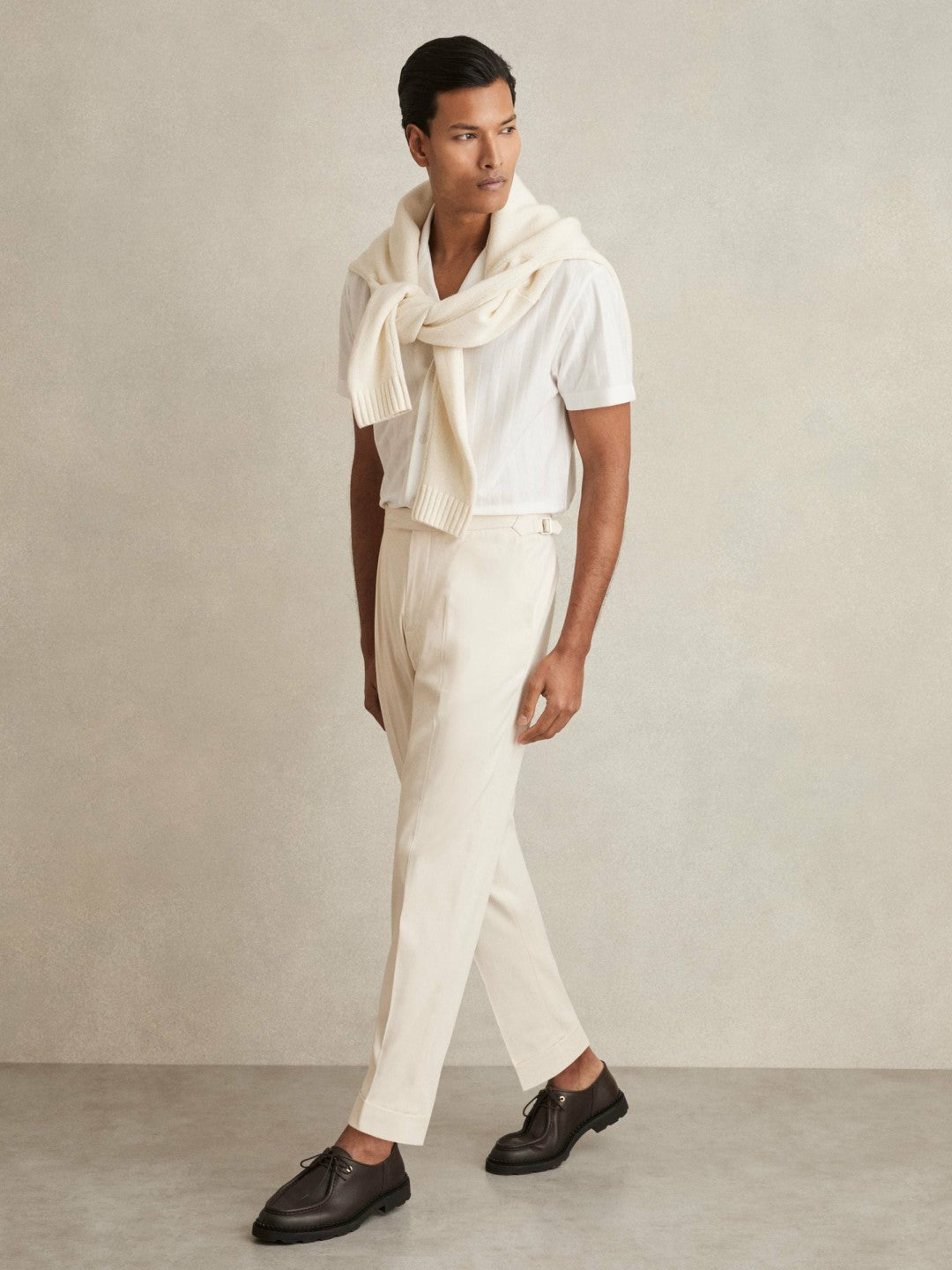 Cotton-Blend Tapered Trousers Stone | Men