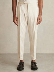 Cotton-Blend Tapered Trousers Stone | Men
