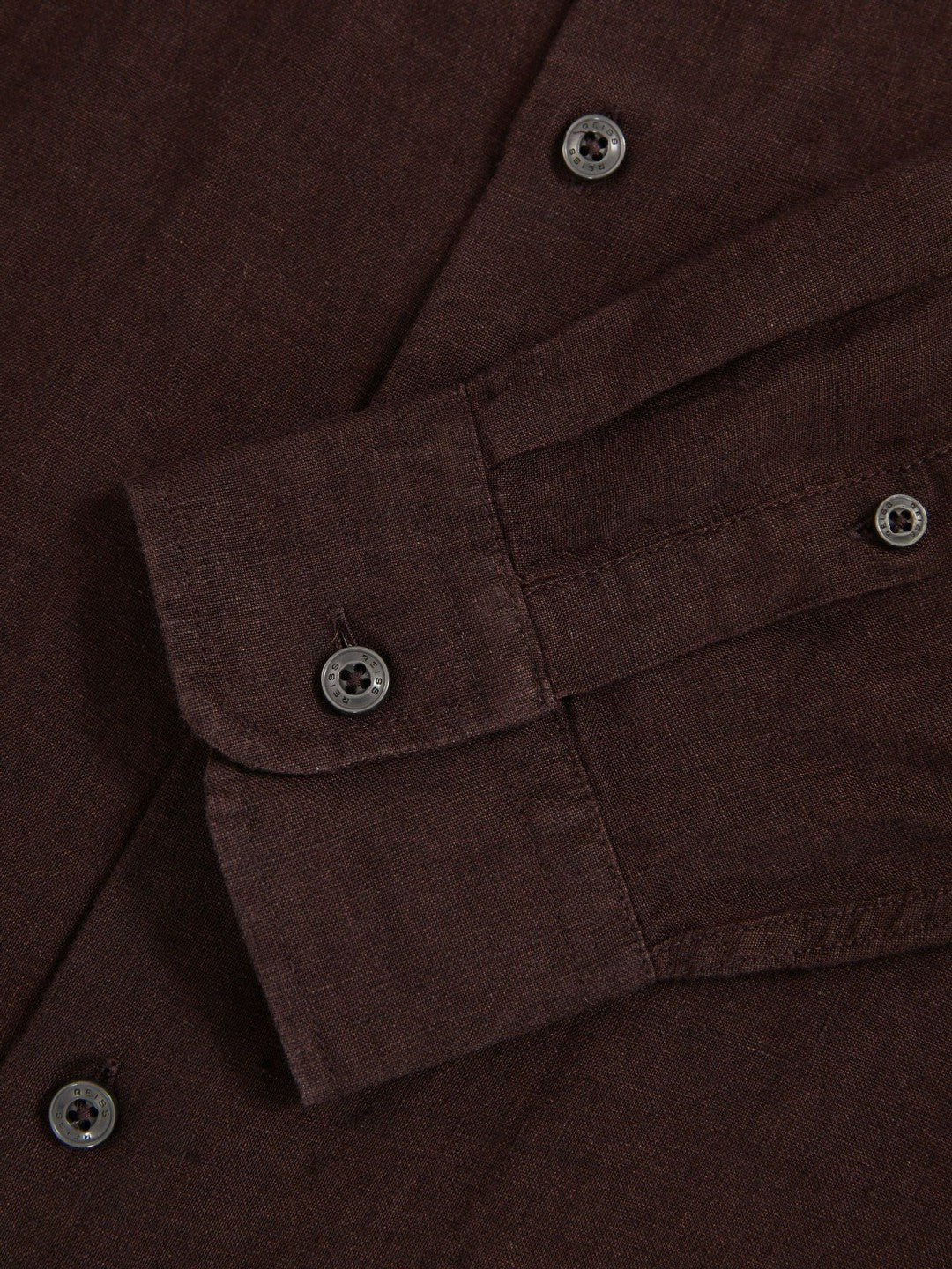 Linen Button-Through Shirt Dark Brown | Men