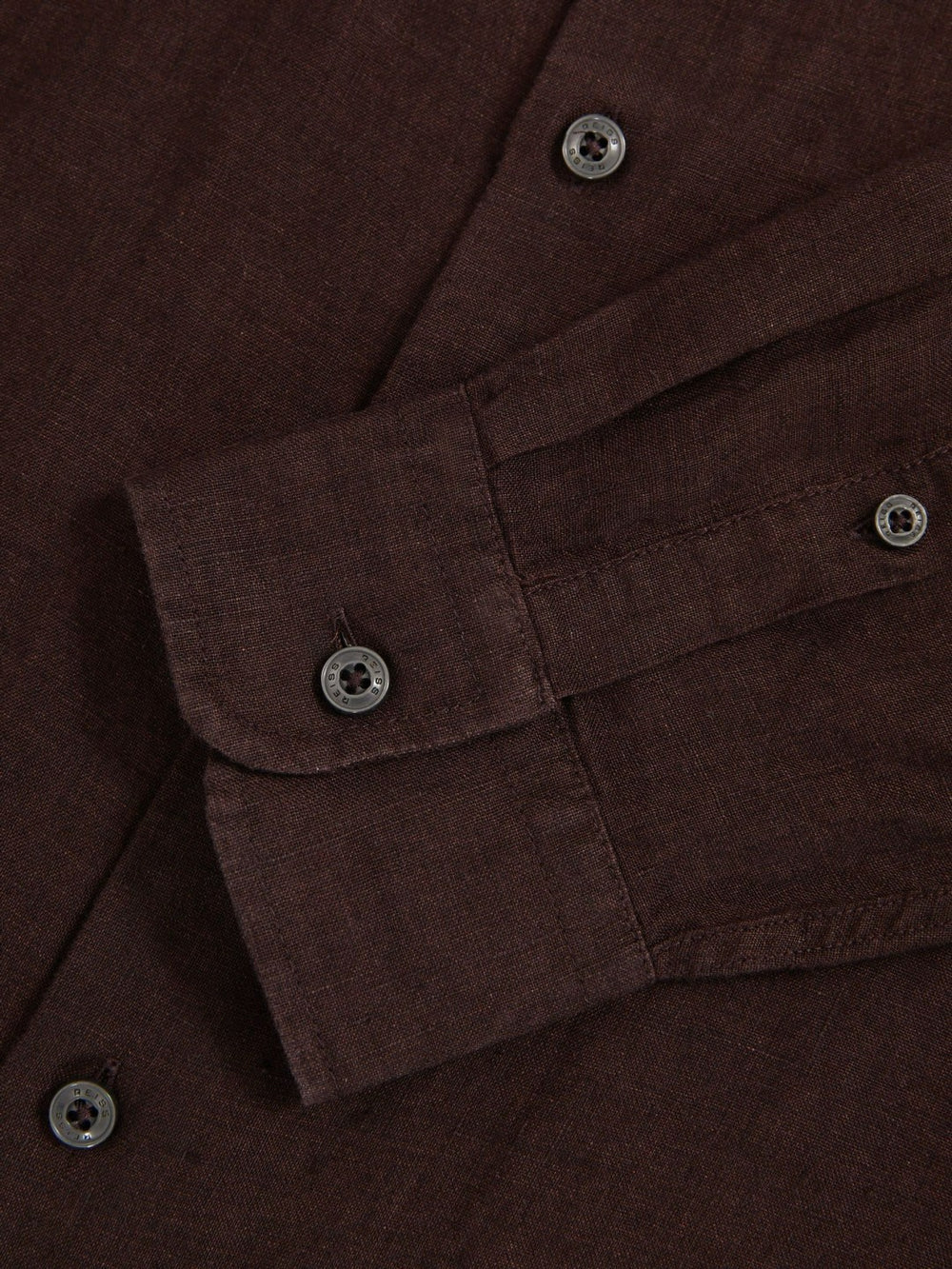 Linen Button-Through Shirt Dark Brown | Men