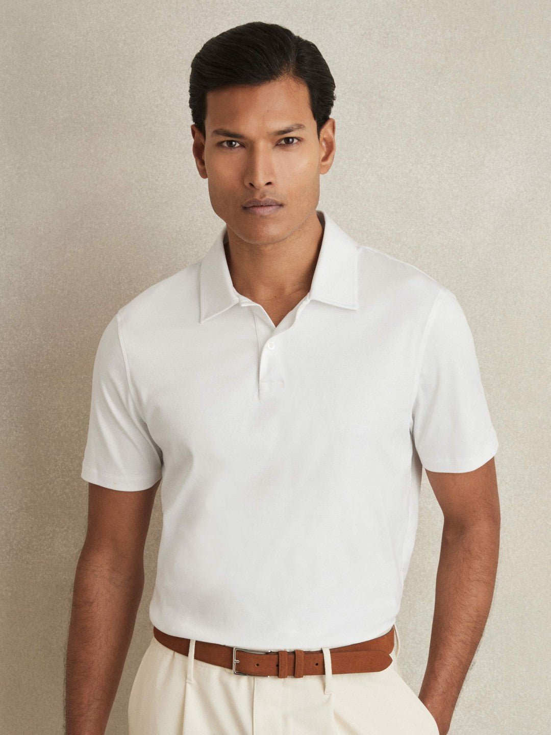 Cotton Short-Sleeve Polo Shirt White | Men