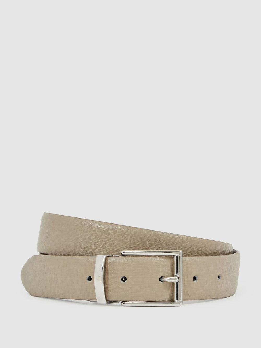 Leather Reversible Belt Stone/Dark Brown | Men