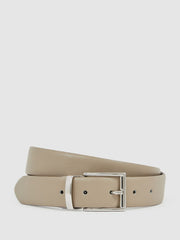 Leather Reversible Belt Stone/Dark Brown | Men
