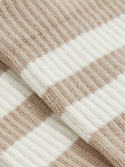 Cotton-Blend Double-Stripe Socks Taupe/Ecru | Men