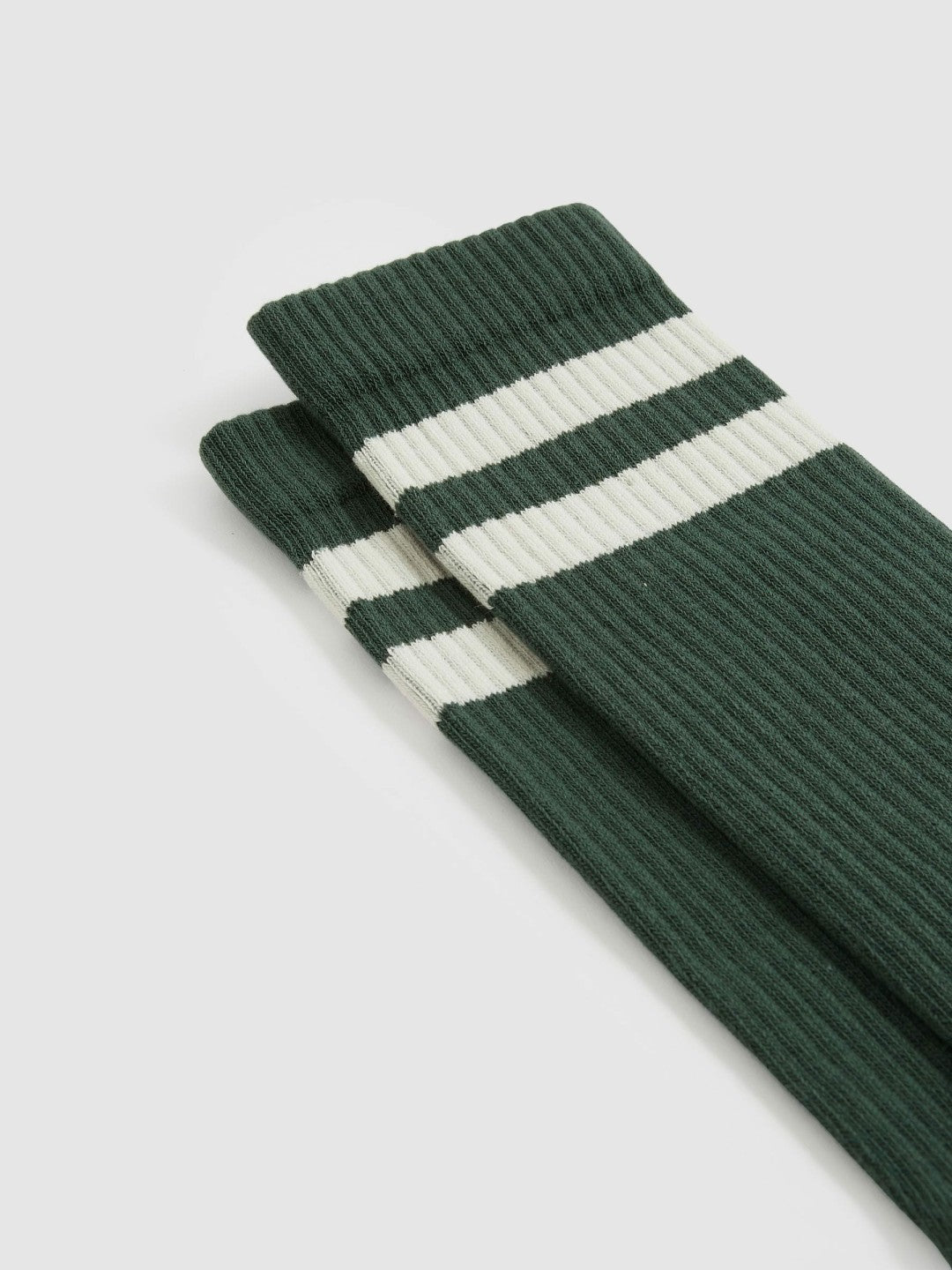 Cotton-Blend Double-Stripe Socks Pine Green/Ecru | Men