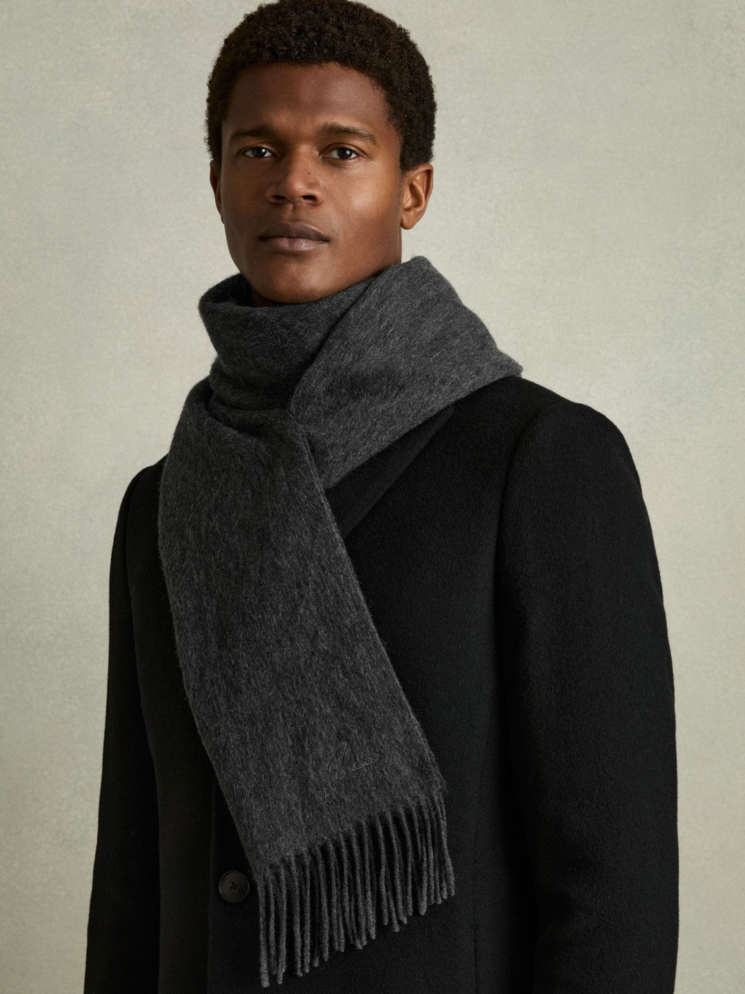 Wool and Cashmere Scarf Charcoal | Men