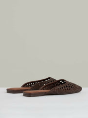 Woven Slip-On Mules Chocolate | Women