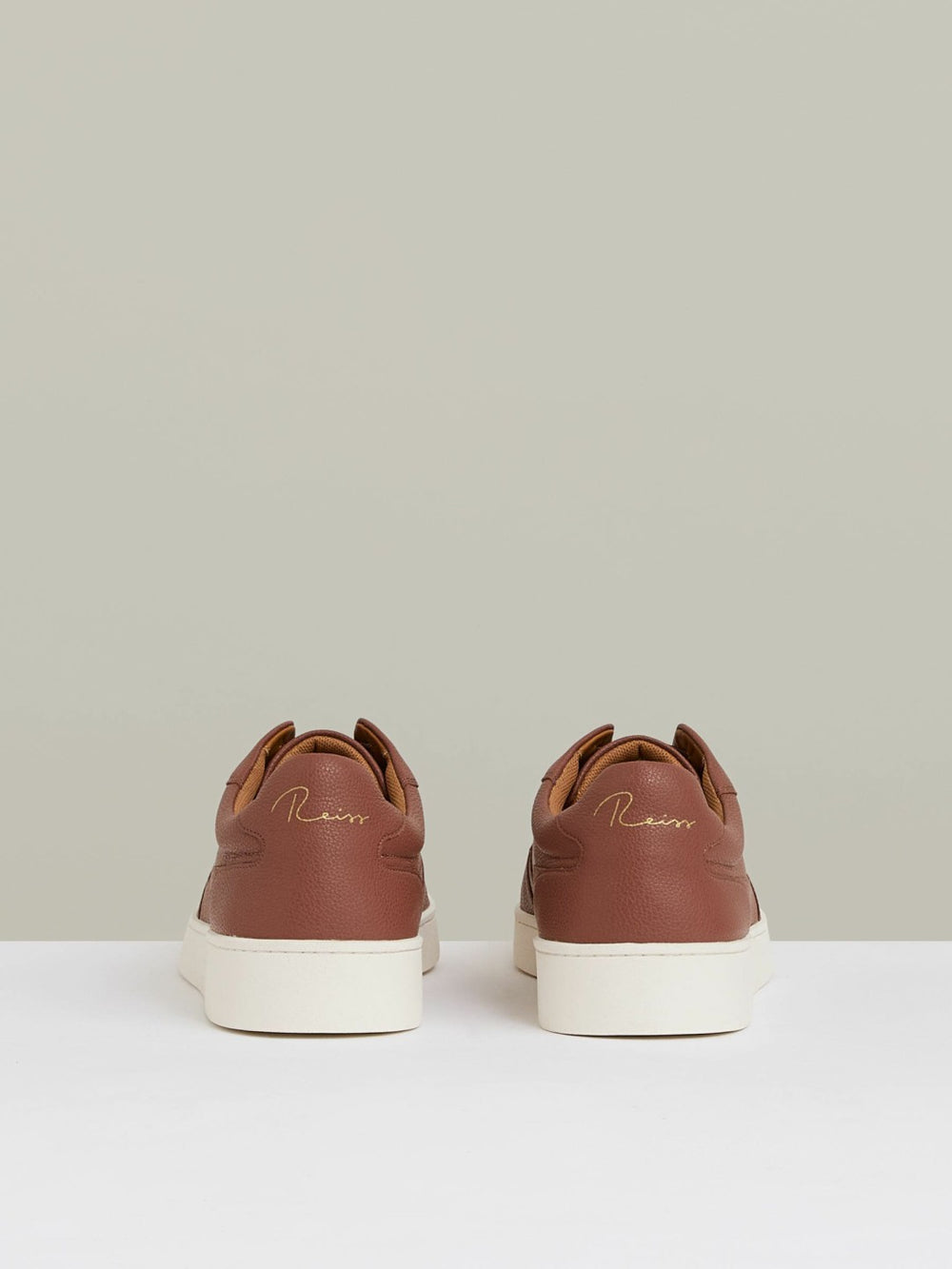 Leather Elasticated-Lace Trainers Terracotta Brown | Men