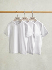 Cotton Crew-Neck T-Shirts 3 Pack White | Children & Baby