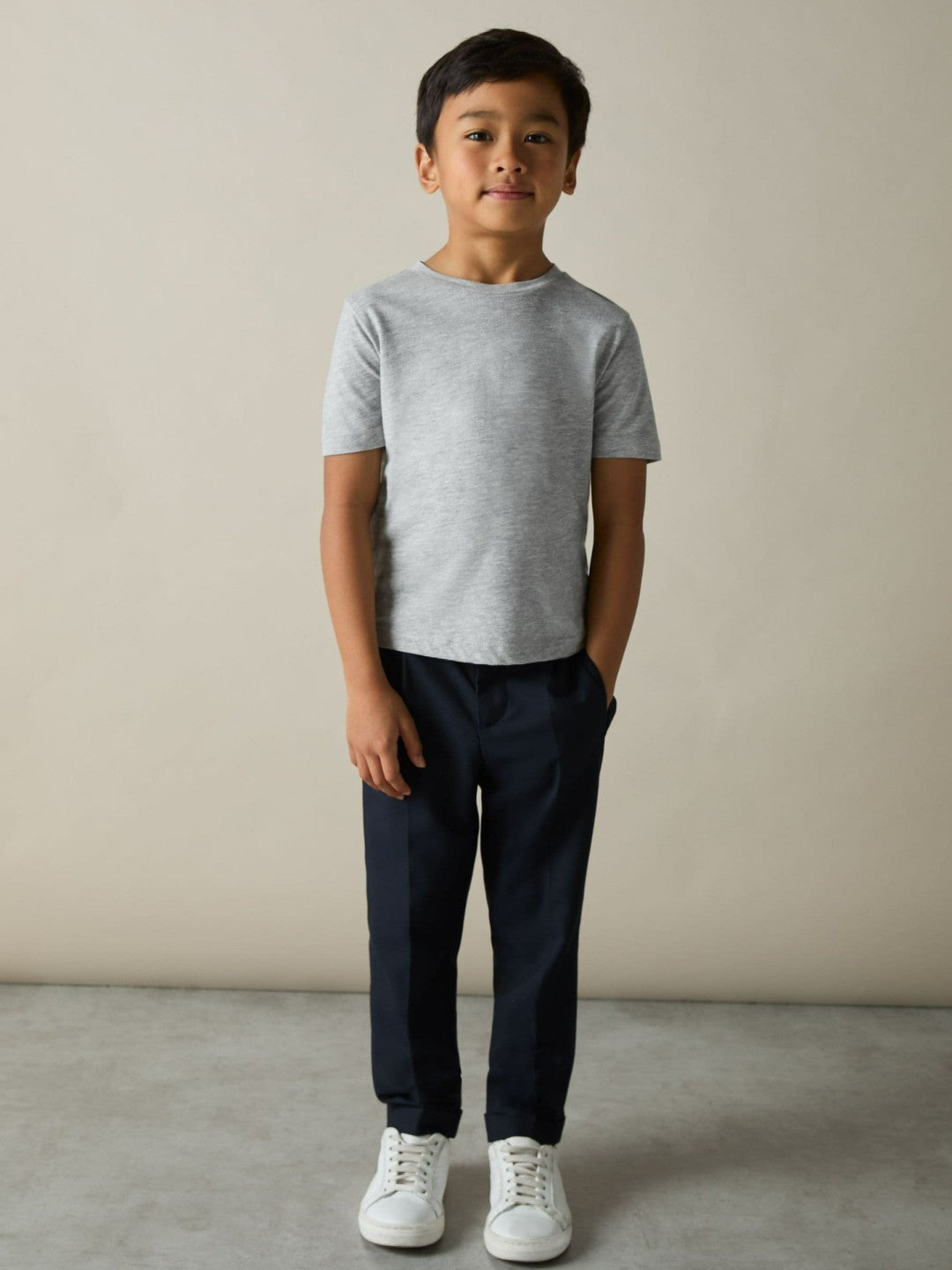 3-9 yrs Cotton Crew-Neck T-Shirts 3 Pack White/Navy/Soft Grey | Children & Baby