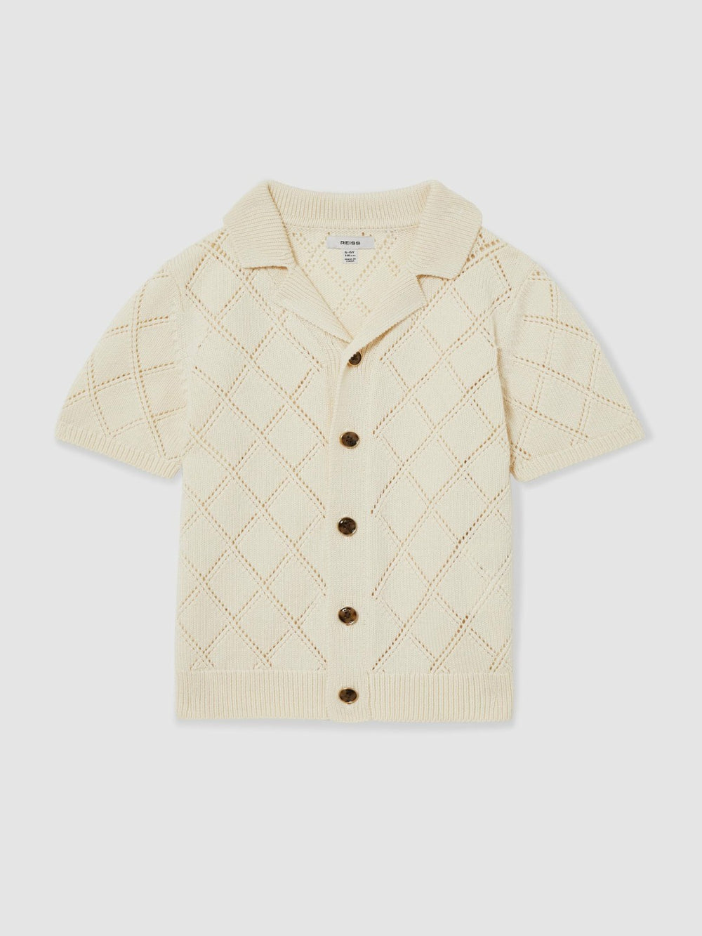 3-9 yrs Cotton Blend Diamond Knit Shirt Off White | Children & Baby