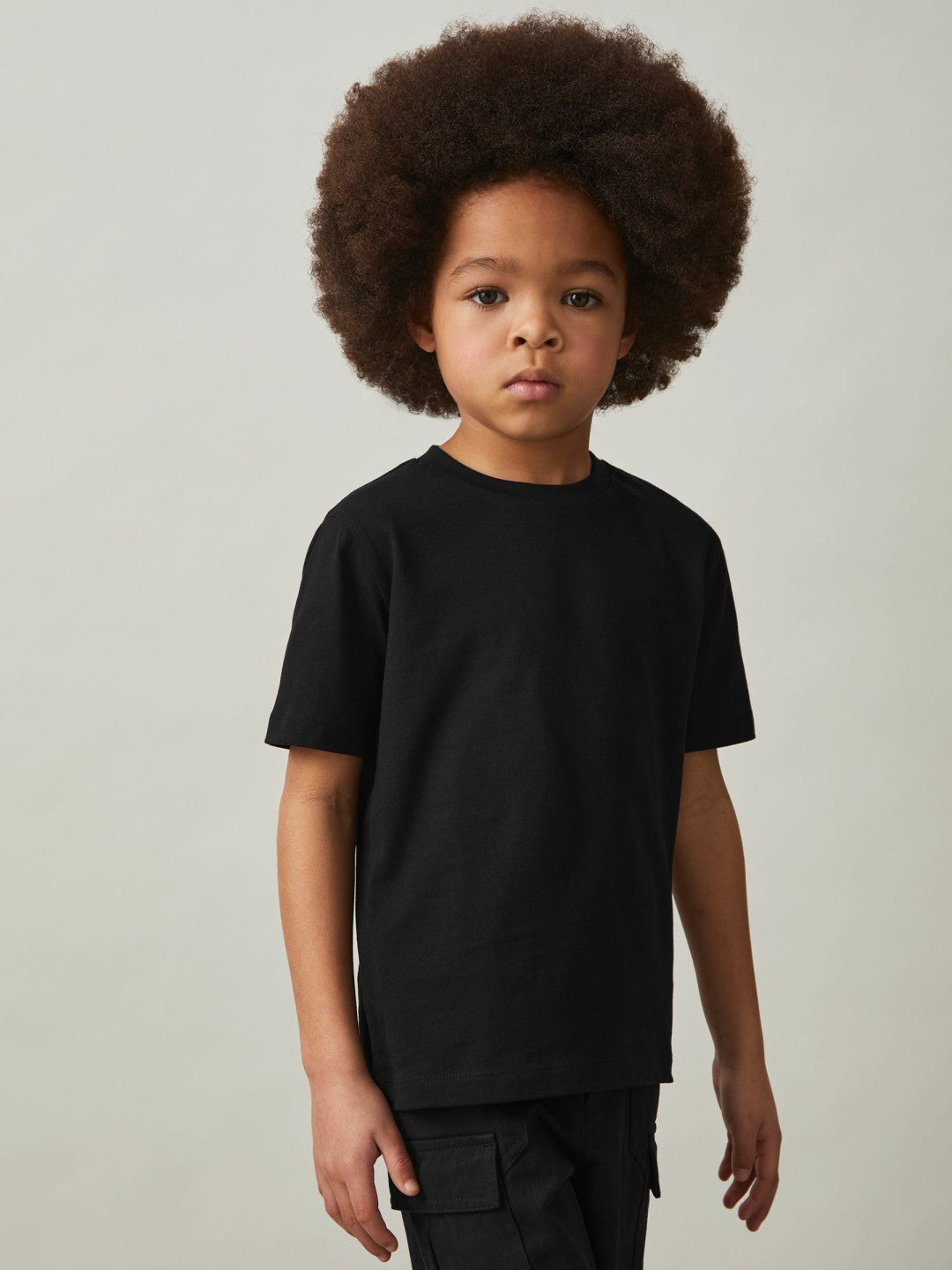 9-13 yrs Cotton Crew-Neck T-Shirt Black | Children & Baby