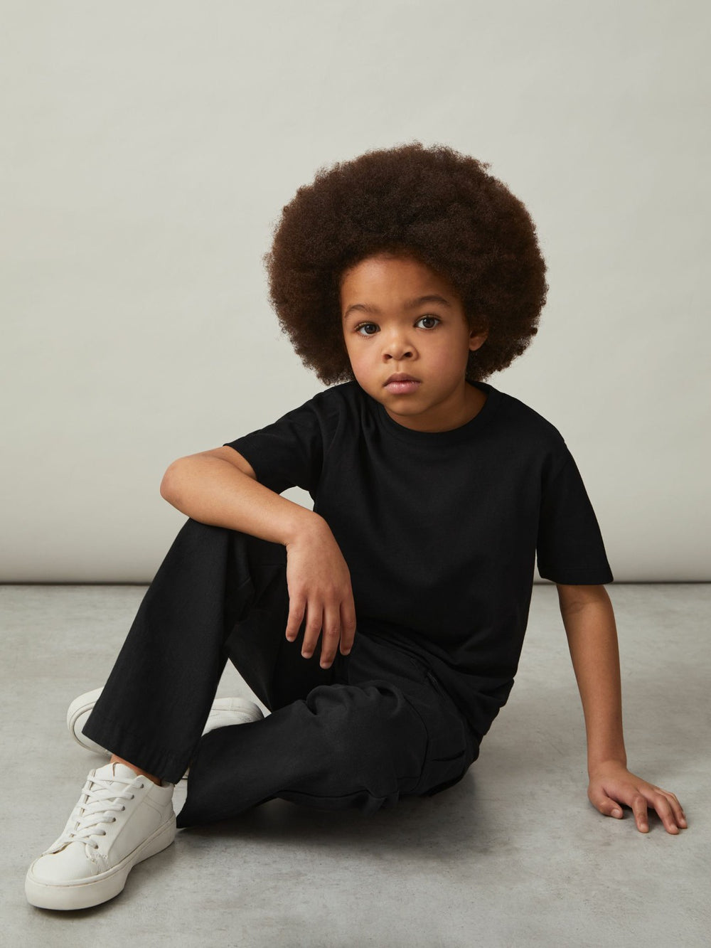 9-13 yrs Cotton Crew-Neck T-Shirt Black | Children & Baby