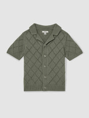 9-13 yrs Cotton Blend Diamond Knit Shirt Dark Sage | Children & Baby