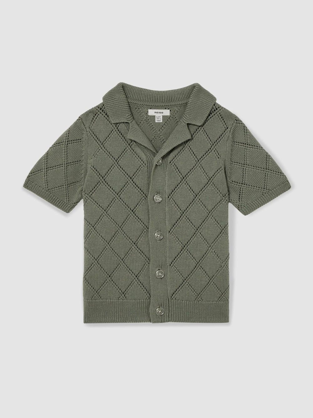 3-9 yrs Cotton Blend Diamond Knit Shirt Dark Sage | Children & Baby