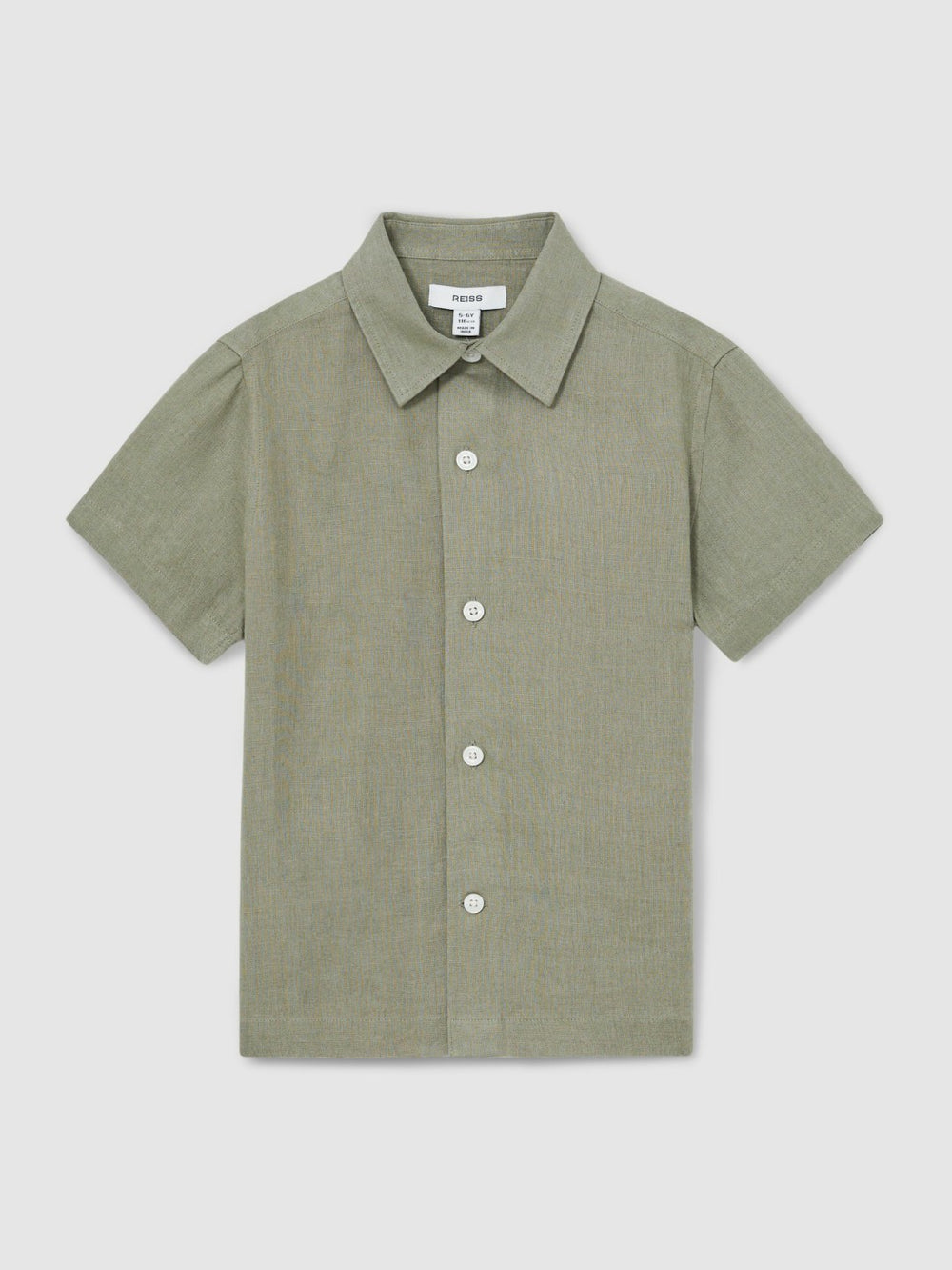 3-9 yrs Short Sleeve Linen Shirt Thyme Green | Children & Baby