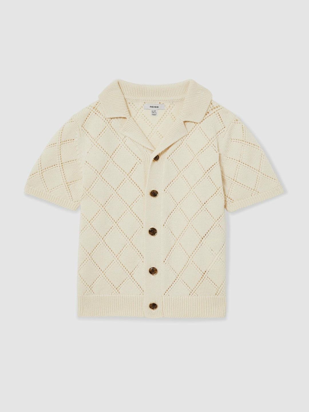 9-13 yrs Cotton Blend Diamond Knit Shirt Off White | Children & Baby