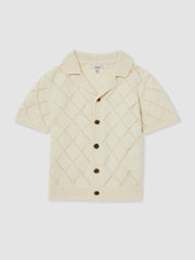 9-13 yrs Cotton Blend Diamond Knit Shirt Off White | Children & Baby