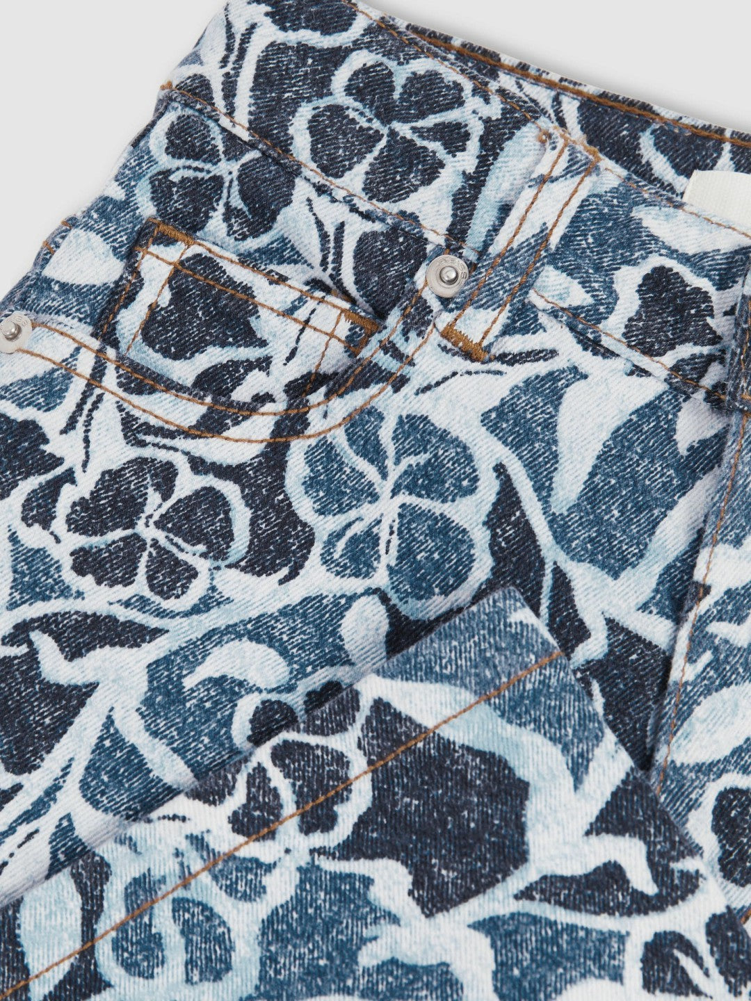 9-13 yrs Floral-Print Straight-Leg Jeans Blue | Children & Baby