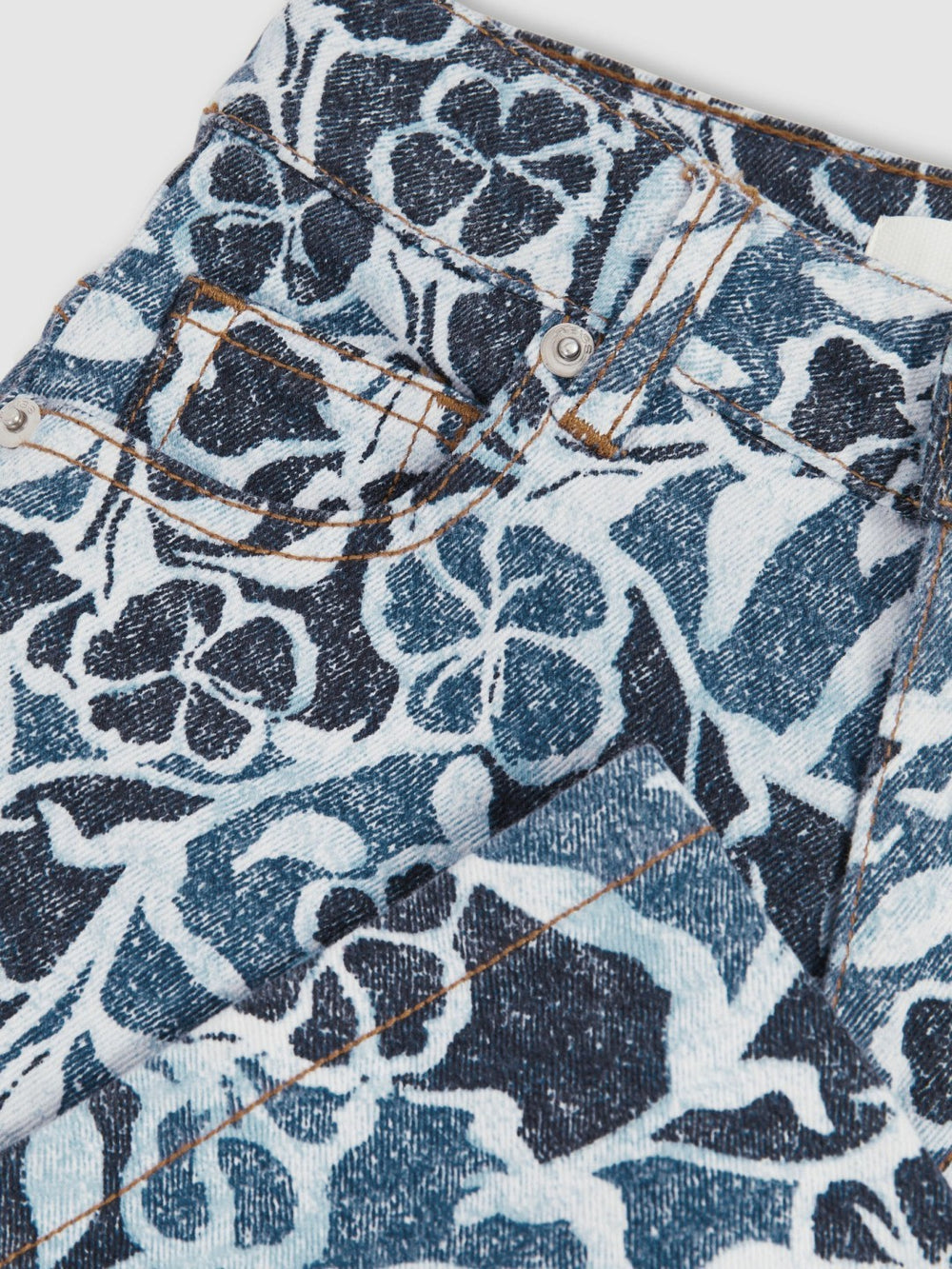 9-13 yrs Floral-Print Straight-Leg Jeans Blue | Children & Baby
