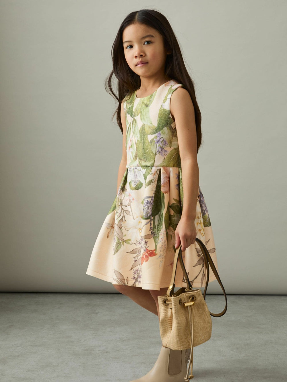 4-9 yrs Floral Scuba Sleeveless Dress Pink Print | Children & Baby
