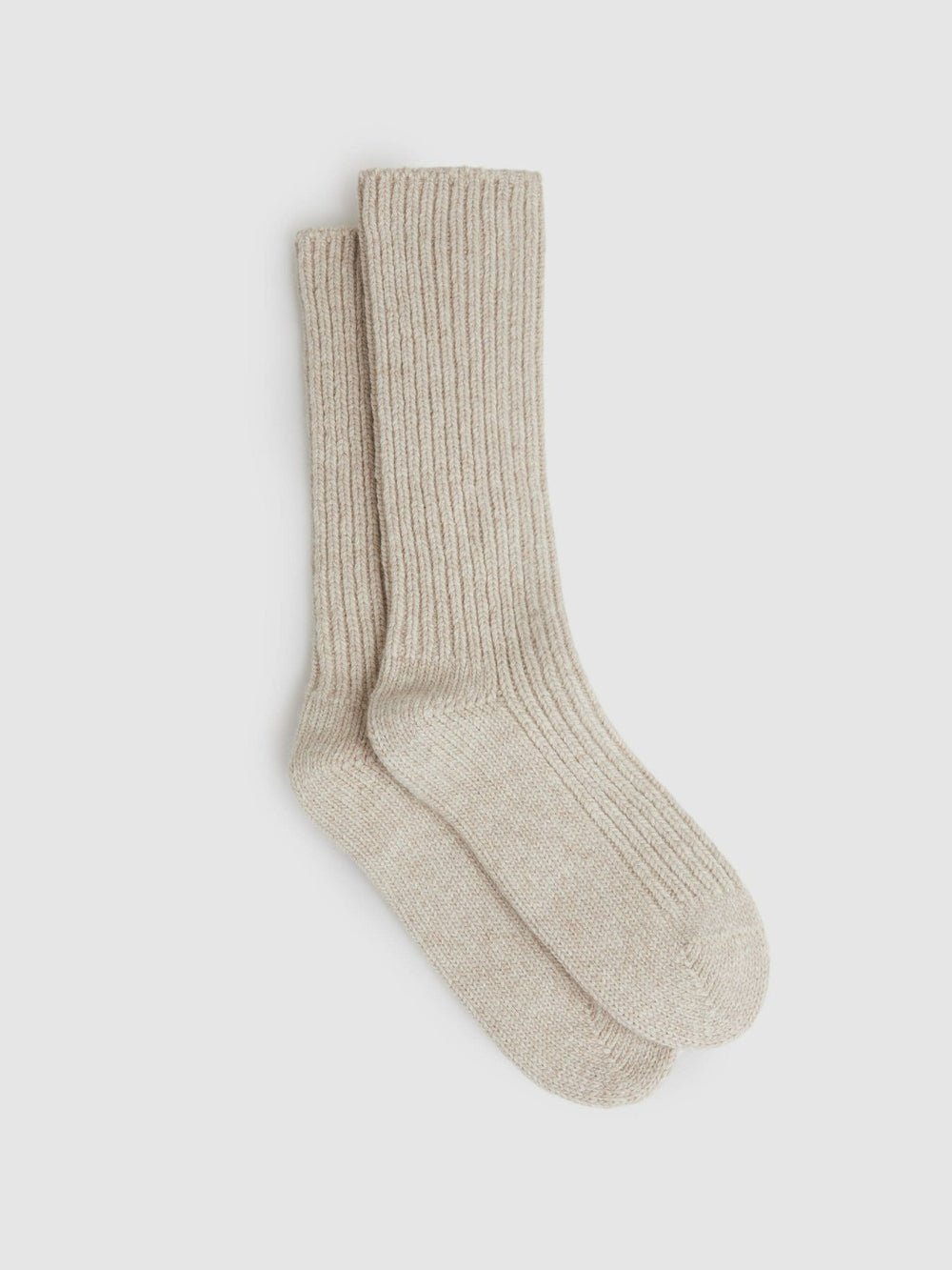 Rib-Knit Socks With Cashmere Oatmeal | Women