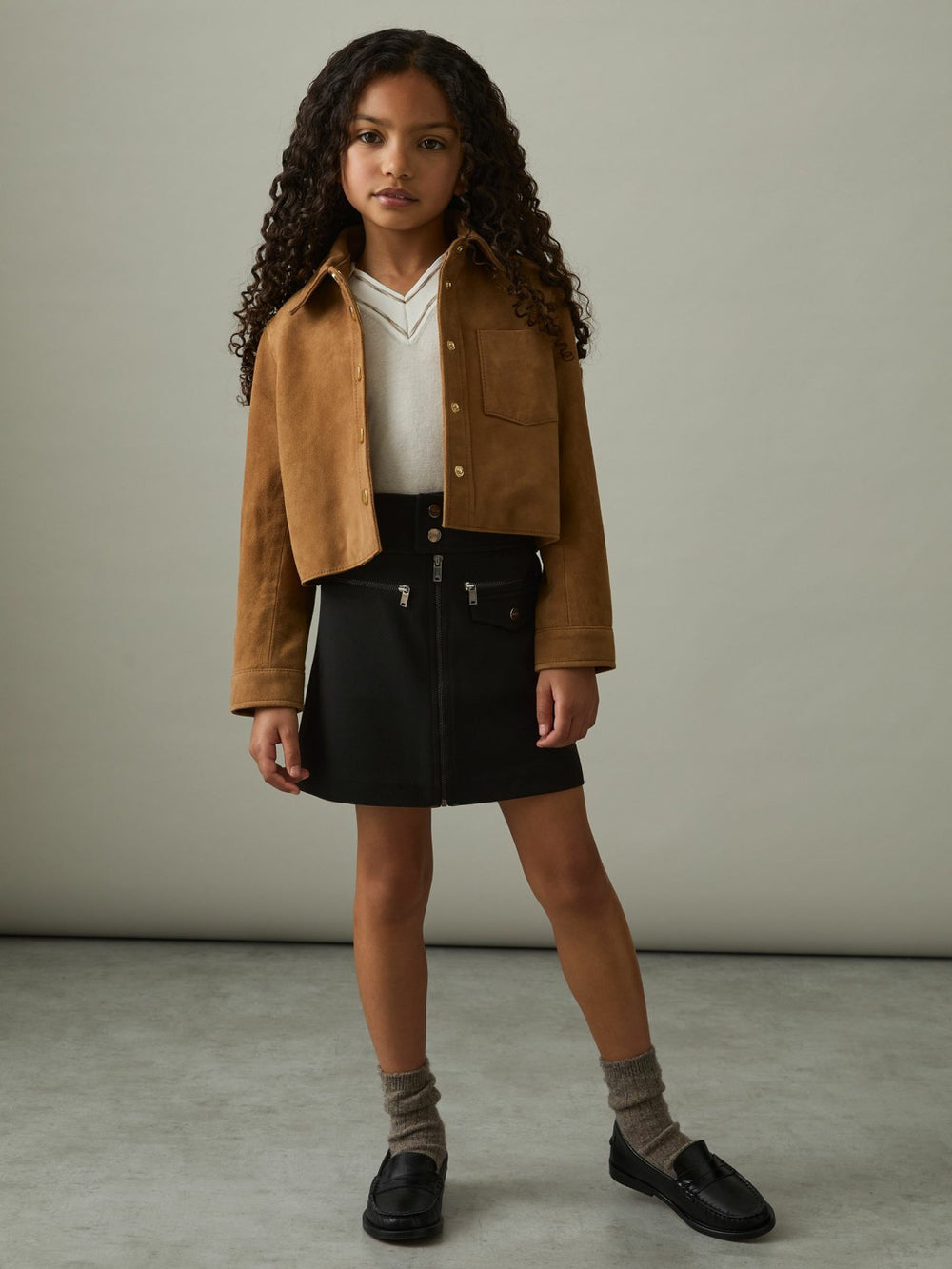 4-9 yrs Piqué Zip-Detail Mini Skirt Black | Children & Baby
