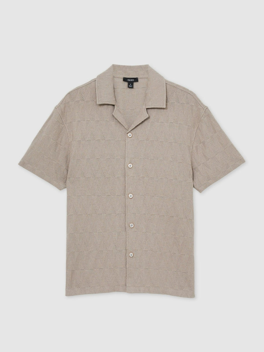 Cotton Textured Cuban-Collar Shirt Mink Brown | Men