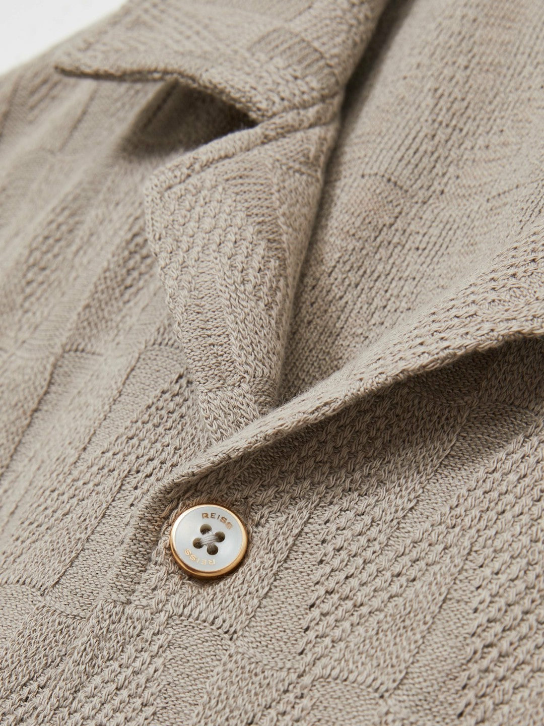 Cotton Textured Cuban-Collar Shirt Mink Brown | Men