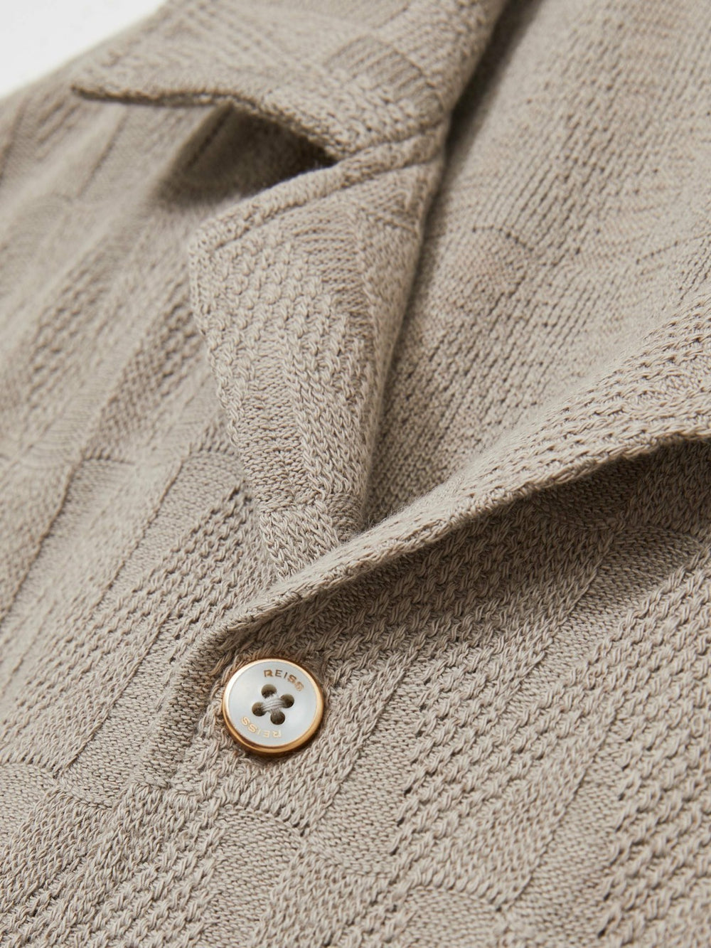 Cotton Textured Cuban-Collar Shirt Mink Brown | Men