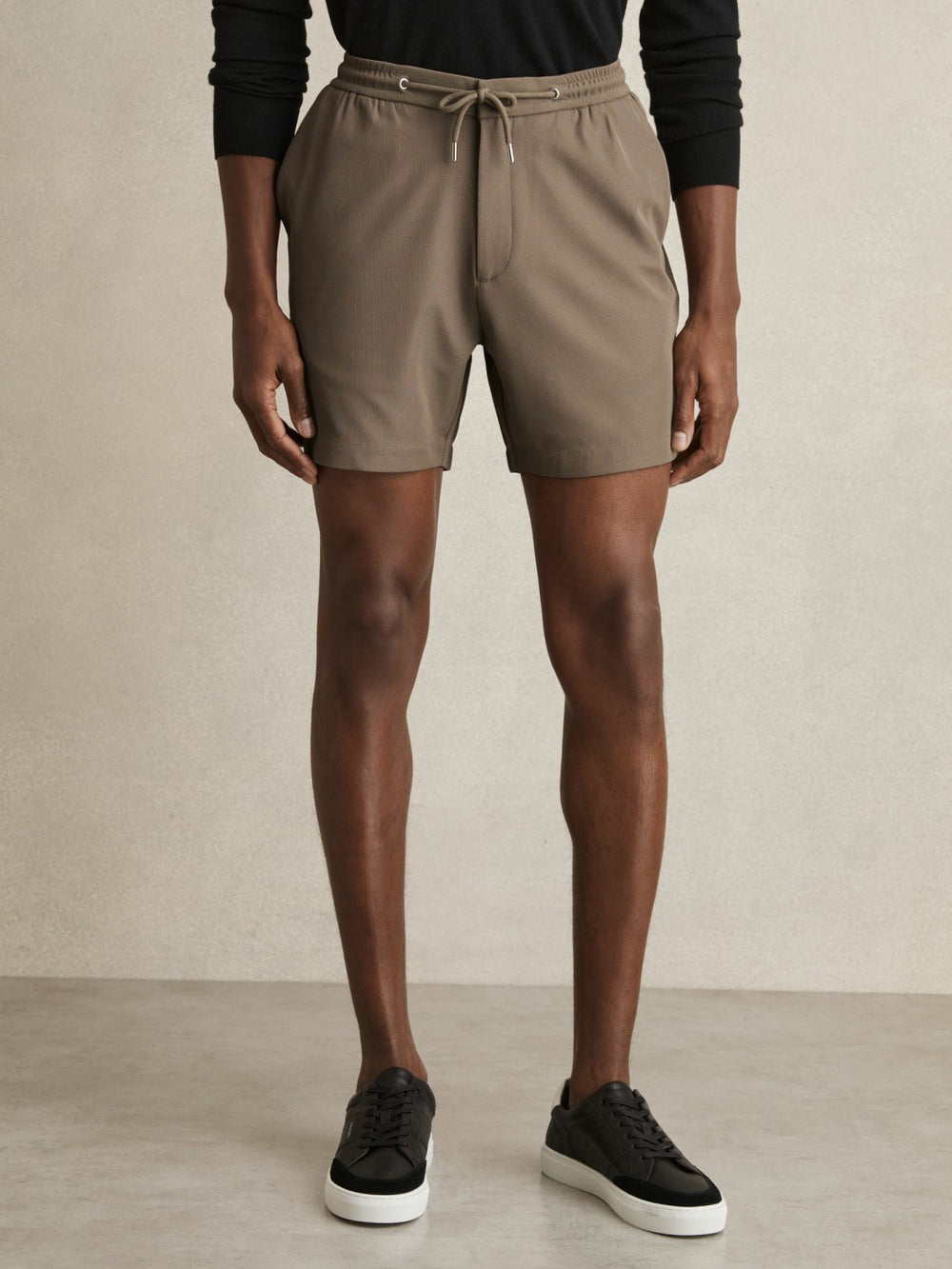 Textured Drawstring Shorts Mocha Brown | Men