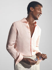 Linen Button-Through Shirt Prep Pink | Men