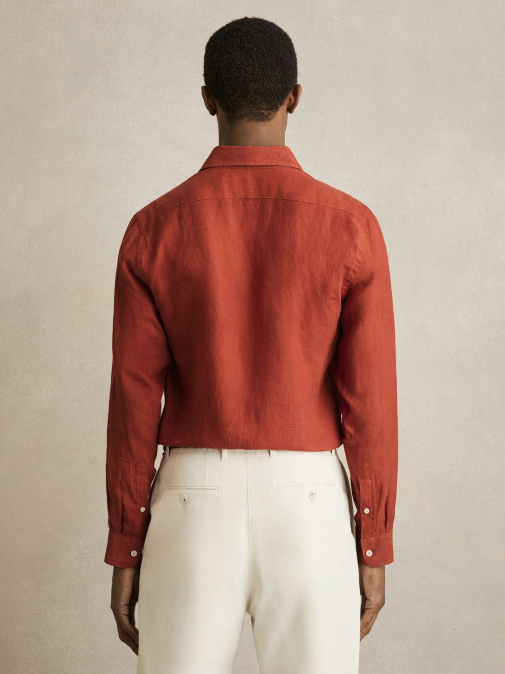 Linen Button-Through Shirt Paprika Red | Men