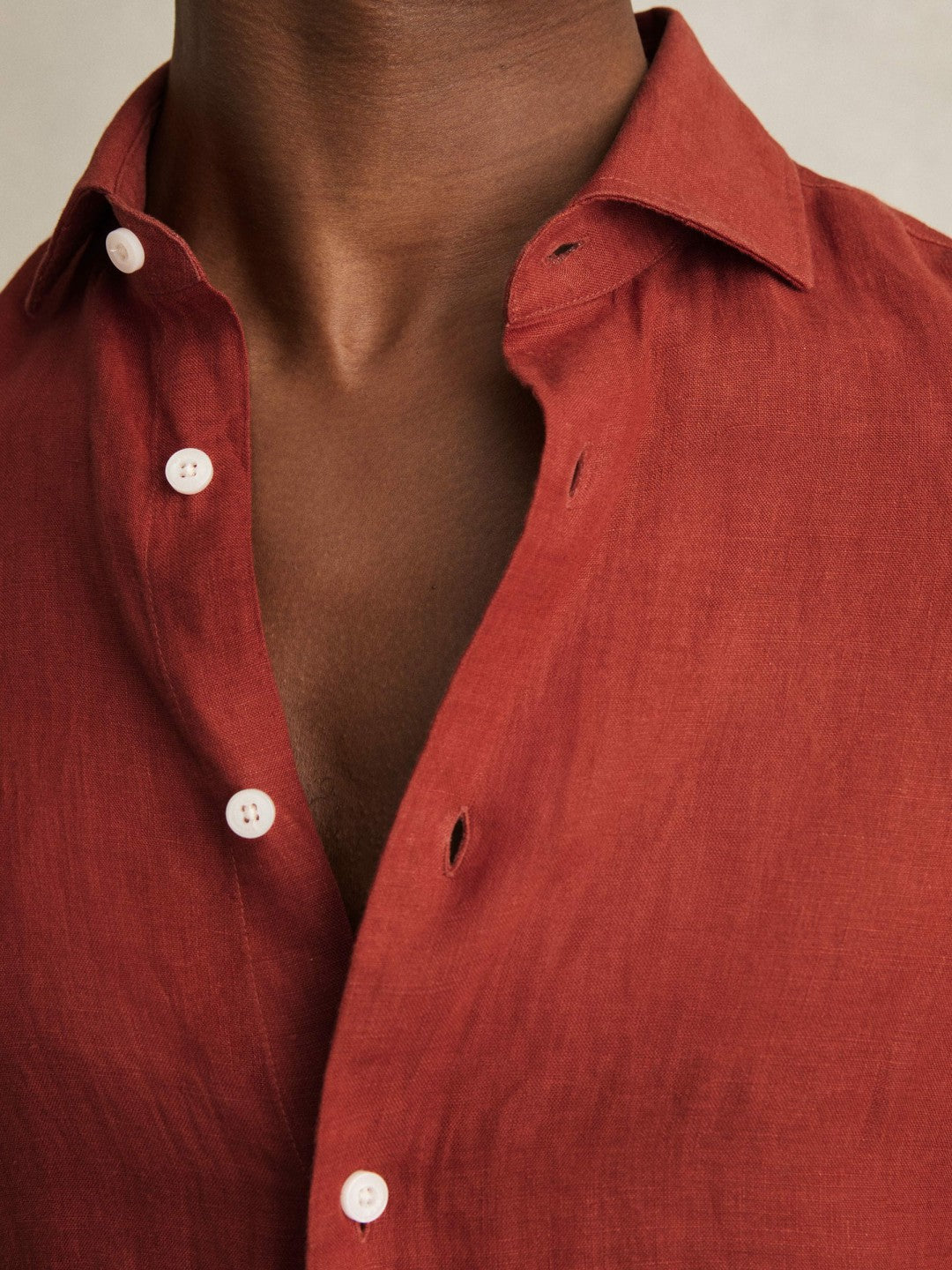 Linen Button-Through Shirt Paprika Red | Men