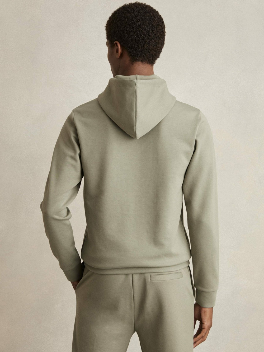 Interlock Jersey Drawstring Hoodie Sage | Men