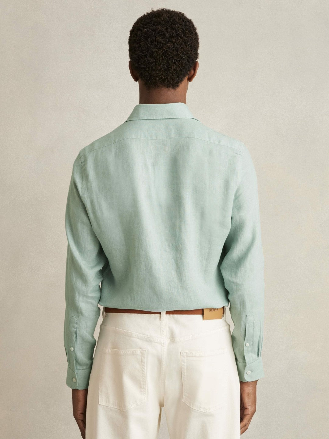 Linen Button-Through Shirt Ocean Green | Men