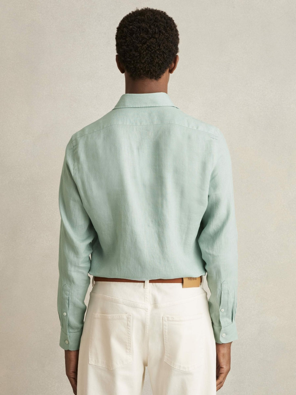 Linen Button-Through Shirt Ocean Green | Men