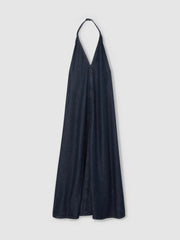 Denim Halterneck Maxi Dress Indigo | Women