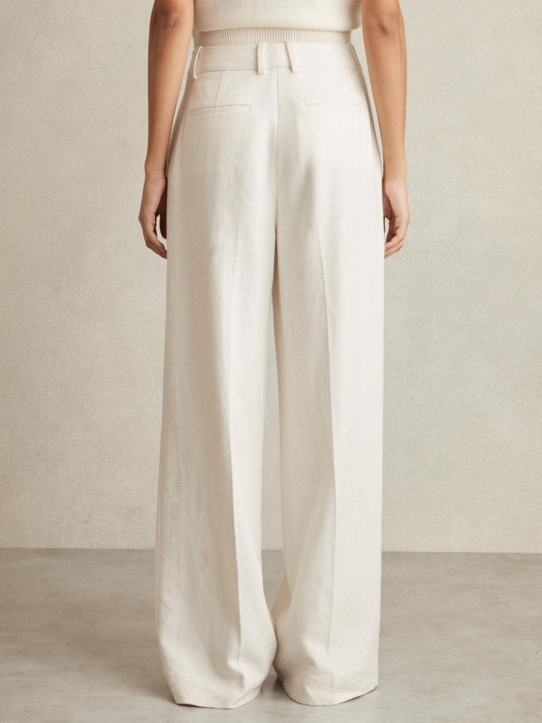Petite Linen-Blend Wide-Leg Trousers White | Women